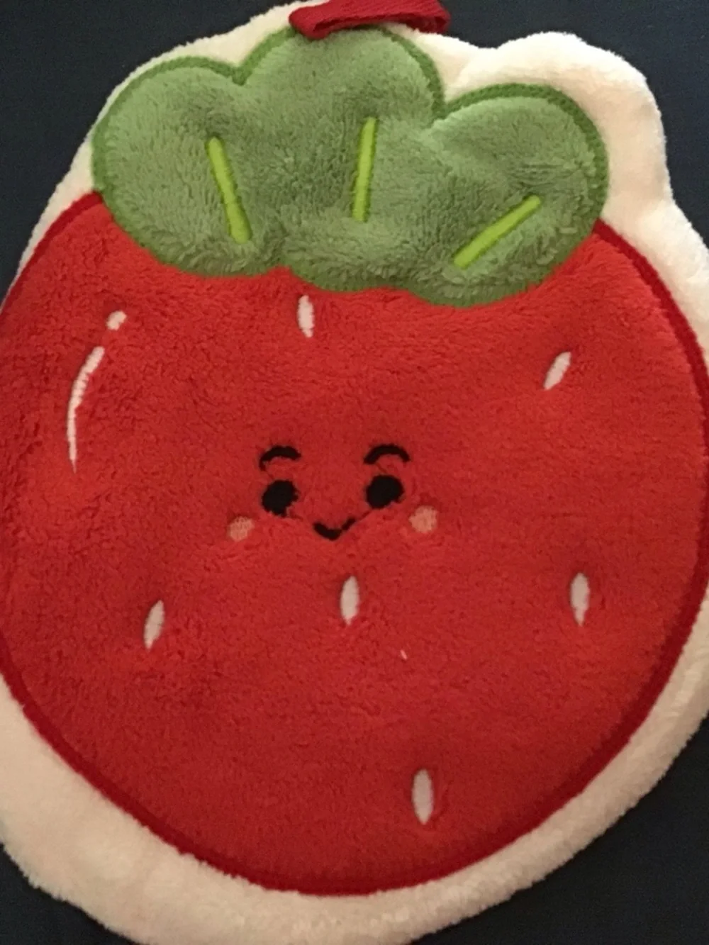 Cute Red Strawberry hand towel with Green Top